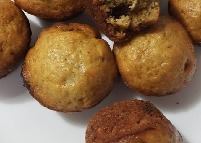 Easiest Way to Make Super Quick Homemade Mini Banana Chocolate chip muffins