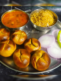A picture of Dal bati churma.