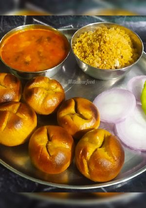 A picture of Dal bati churma.