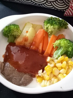 Foto resep Steak simple dengan Sayuran (mpasi 1y+)