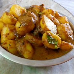 A picture of Achari Dum Aloo.