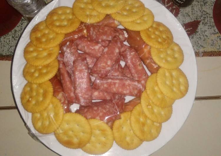 Step-by-Step Guide to Prepare Super Quick Homemade Smoked Salami Cream Cheese & Crackers