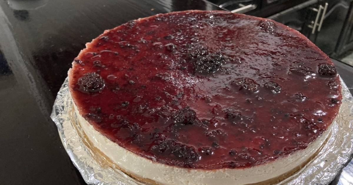 Cheesecake de queso con zarzamora Receta de Diana Zared Pérez Cruz - Cookpad