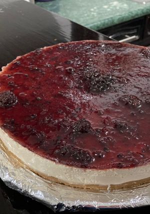 Una foto de Cheesecake de queso con zarzamora