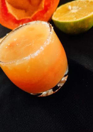 A picture of Papaya sweet lime shots.