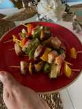 Brochetas de pollo y verduras al horno