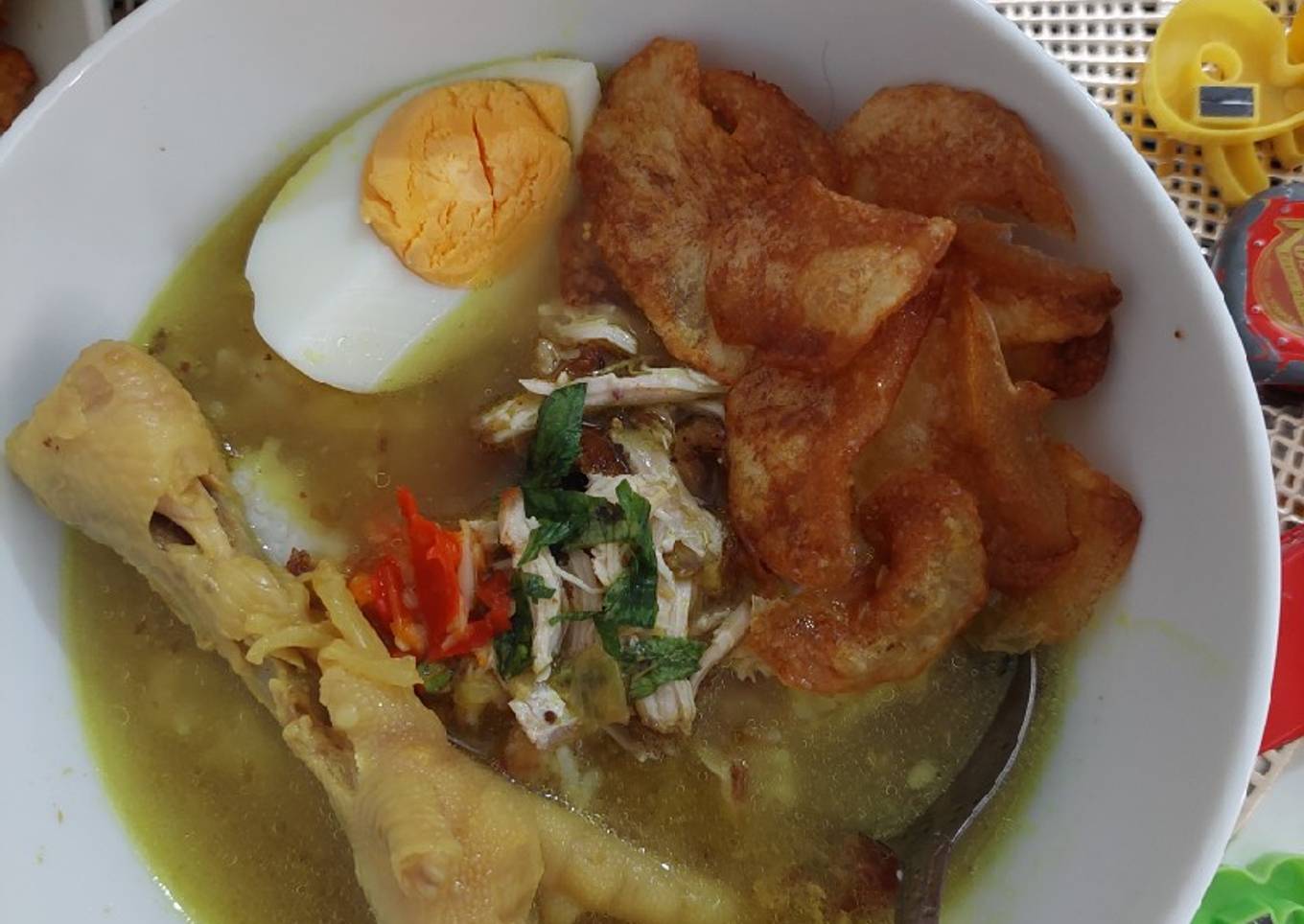 Resep Soto ayam pakai kripik kentang Anti Gagal