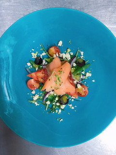 Foto resep Grilled Watermelon Salad with Smoked Salmon & Microherbs
