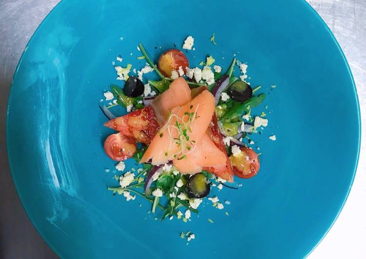 Grilled Watermelon Salad with Smoked Salmon & Microherbs