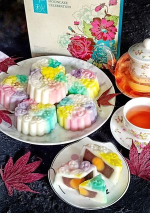 Foto resep Rainbow Snowskin Mooncake Pudding🥮