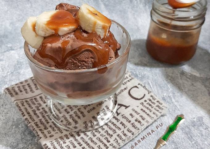 Resep: Choco Caramel Ice Cream (with caramel sauce) Praktis