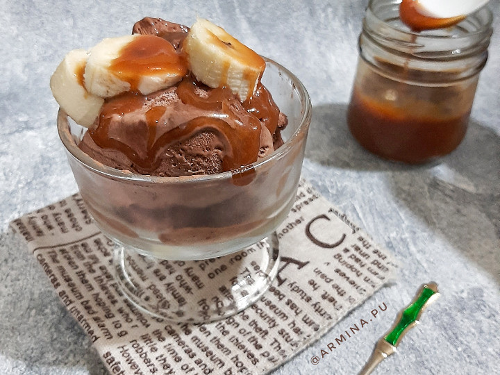 Resep: Choco Caramel Ice Cream (with caramel sauce) Praktis