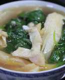 Canh rau dền mồng tơi cá hồi