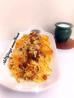 عکسی از دستور قابلی پلو(کابلی پلو) با گوشت گوسفندی🍽