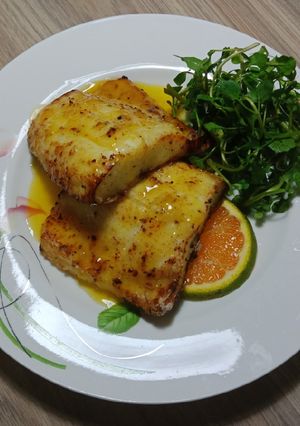 Hình của món Cá lóc sốt cam.