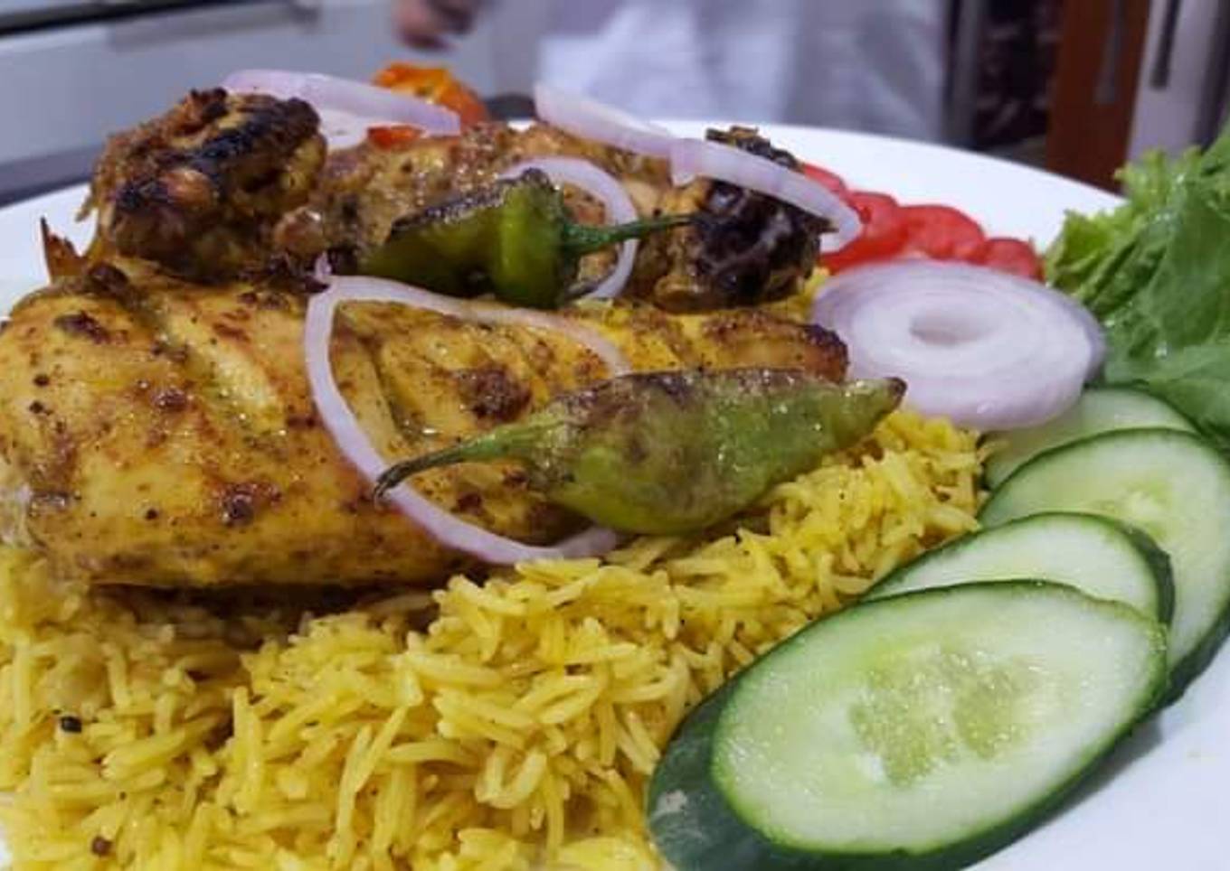 Zafarani rice with tikka