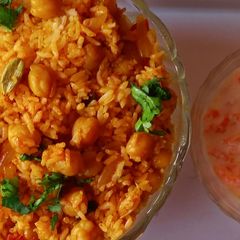A picture of Chole Biryani/ Chana Biryani/ Kabuli Chana Biryani.
