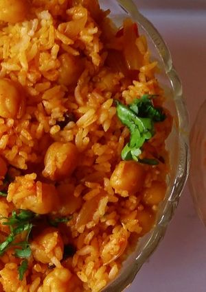 A picture of Chole Biryani/ Chana Biryani/ Kabuli Chana Biryani.