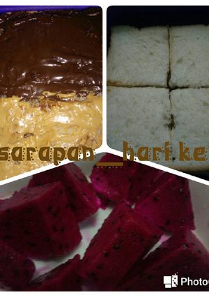Foto resep Roti Coklat Kacang & Buah Naga (#sarapan_hari ke 5)