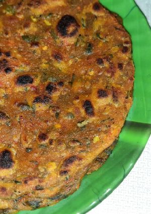 A picture of Carrot & Fenugreek leaves paratha.