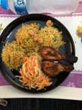 Basmati rice,coleslawband grilled chicken
