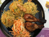 Basmati rice,coleslawband grilled chicken
