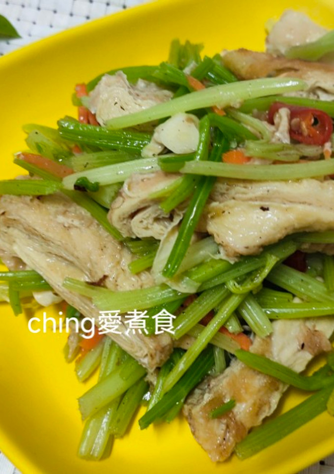 10分鐘上菜-熱炒豆皮青菜 的食譜成品照片