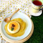Egg Custard Pudding atau Caramel Flan Pudding dengan Saus Mangga