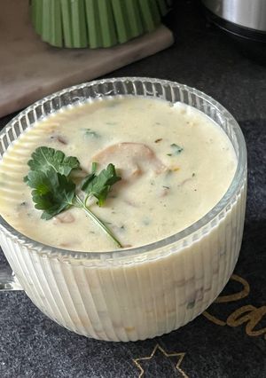 صورة لوصفة شوربة الفطر والذرة
