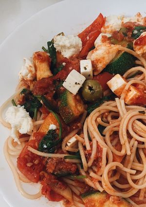 Foto resep Red Vegan Spagetti 🌶