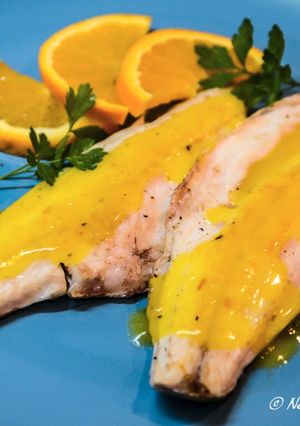 A picture of Sea Bass Fillets with Orange Sauce.