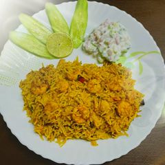 A picture of Shrimp biryani.