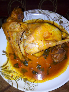 A picture of Whole chicken pepper soup.