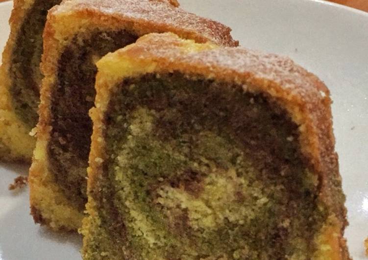 Resep Marmer Cake Choco Greentea Tanpa Pelembut Pengembang Pewarna Yang Gurih