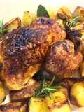Galletto alla birra con patate al forno