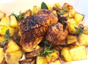 Foto di Galletto alla birra con patate al forno
