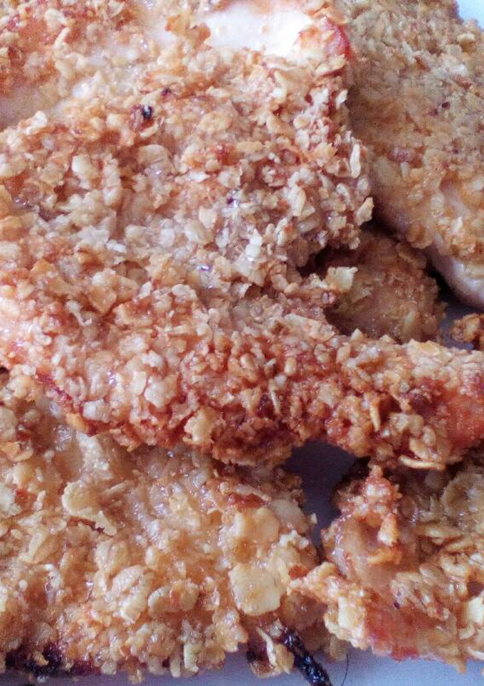 Una foto de Pollo al limón rebozado en avena