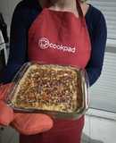 Tarta de cebolla, morrón y champiñones