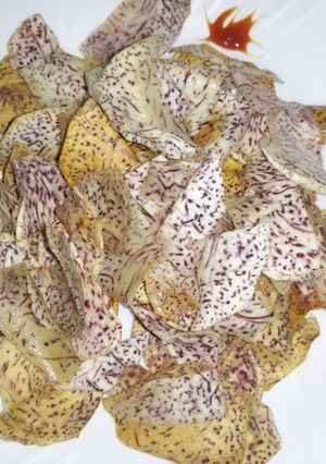 A picture of Nduma crisps#my creative nduma recipe#author marathon.