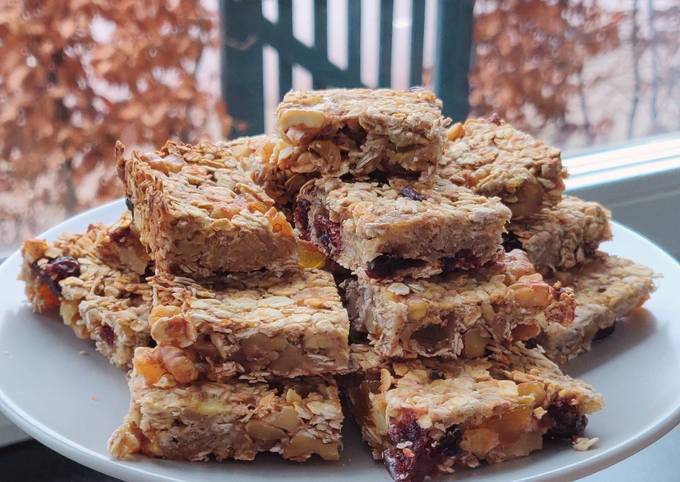 Barras de cereales veganas de banana, nueces y avena (sin azúcar, sin gluten)  Receta de Carolina Bauque- Cookpad