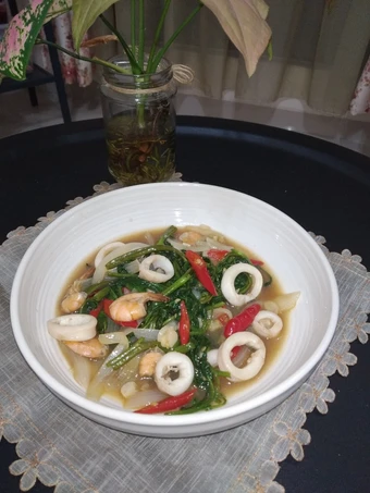 Cara Gampang Membuat Resep 199. Cah Kangkung Seafood Saos Tiram yang Enak Banget Anti Ribet, Sempurna
