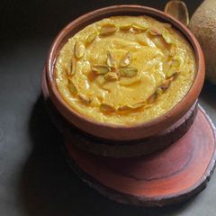 A picture of Bael Bhapa Doi / WoodApple Steamed yogurt.