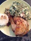 Pollo horneado relleno con espinacas