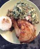 Pollo horneado relleno con espinacas