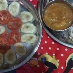 Sama ke chawal with salad A picture of Sama ke chawal with salad.
