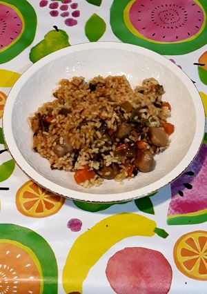 Una foto de Arroz blanco con verdura al miso rojo