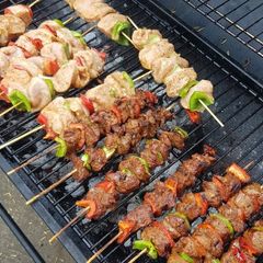 A picture of Chicken and Beef Skewers.