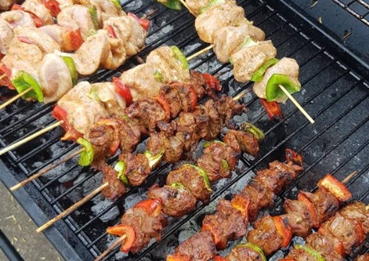 Steps to Prepare Super Quick Homemade Chicken and Beef Skewers