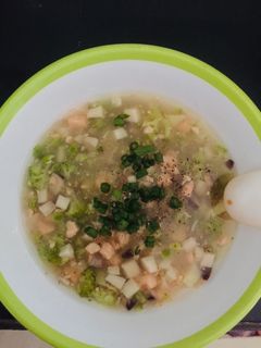 Hình của món Soup cá hồi rau củ - ăn dặm (phù hợp với bé ăn thô tốt).