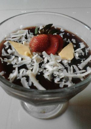 Foto resep Puding coklat toping keju stroberi